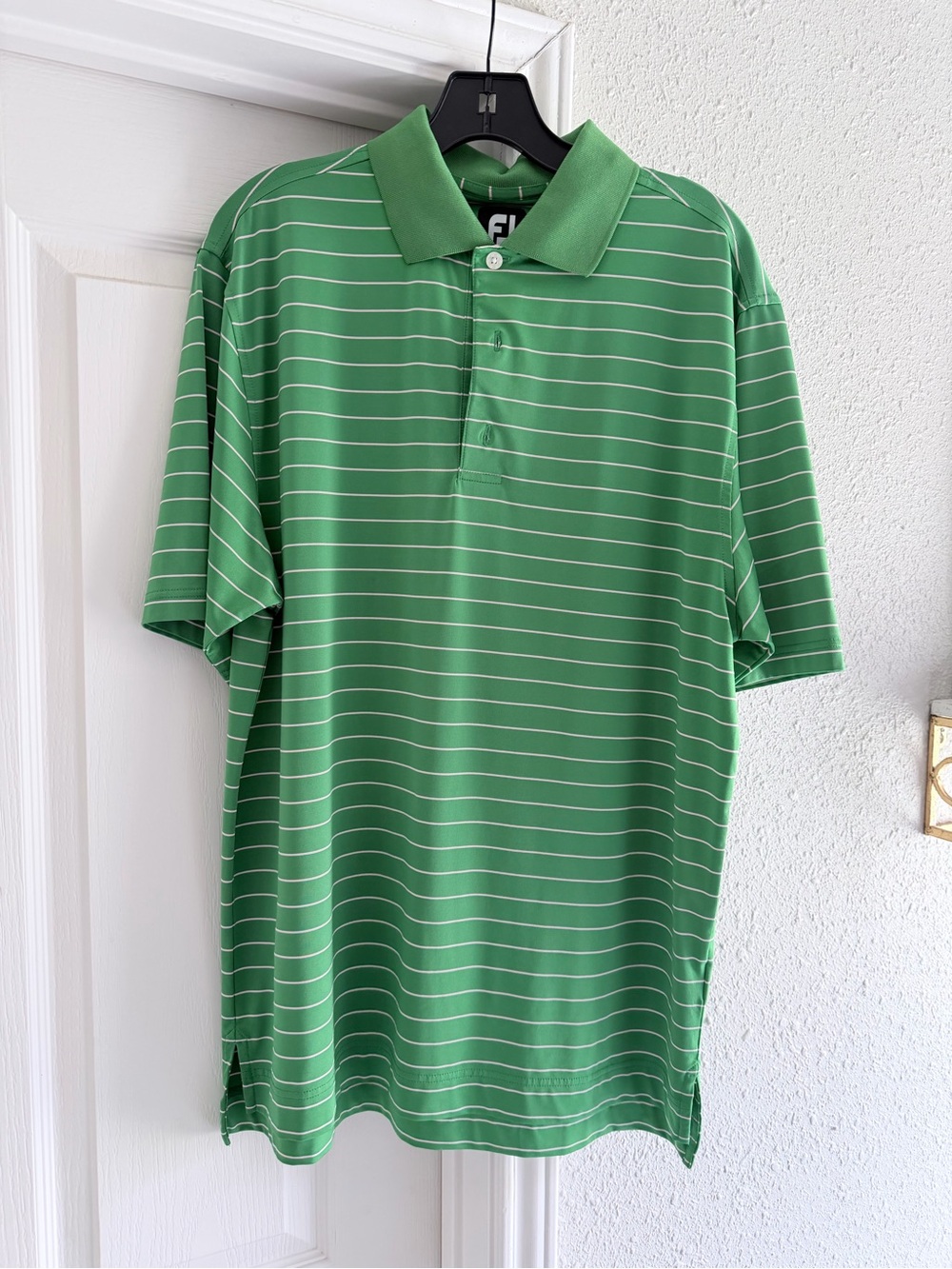 Men's FJ Green Striped Polo Shirt